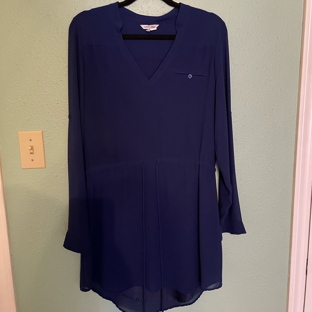 Naked Brand. Size Large. Navy long-sleeve dress.